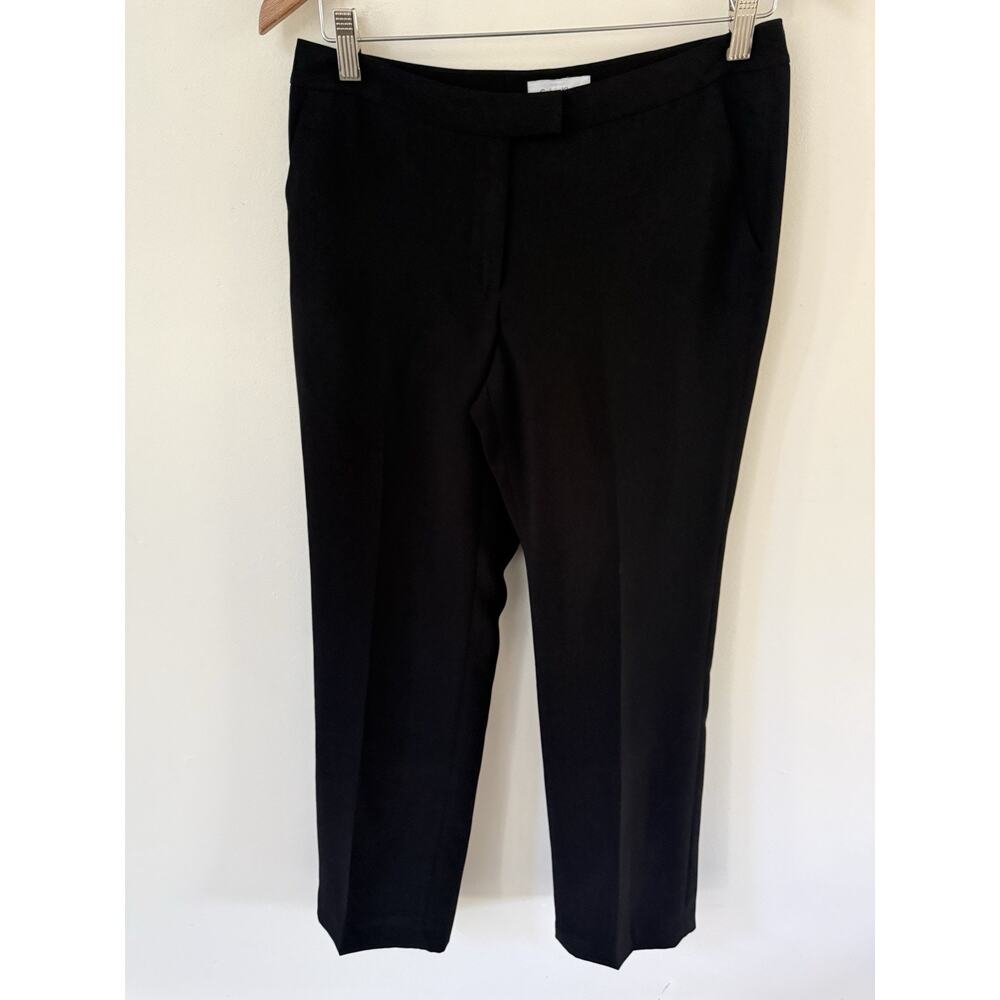 Calvin Klein Womens Size 4 Black Straight Leg Dress Pants High Rise Career Work